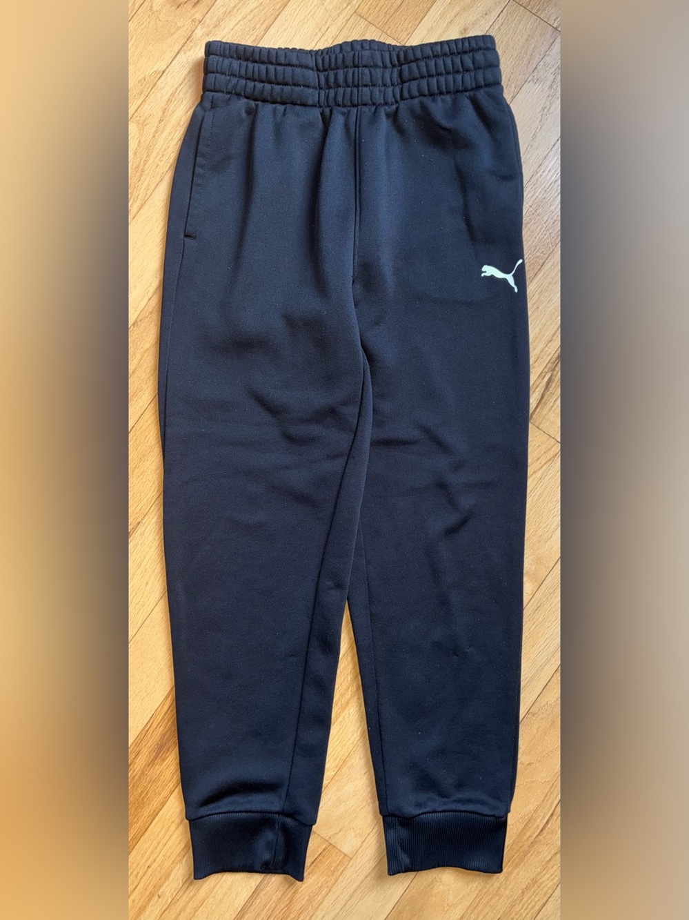 Puma Kids Black Joggers with White Logo